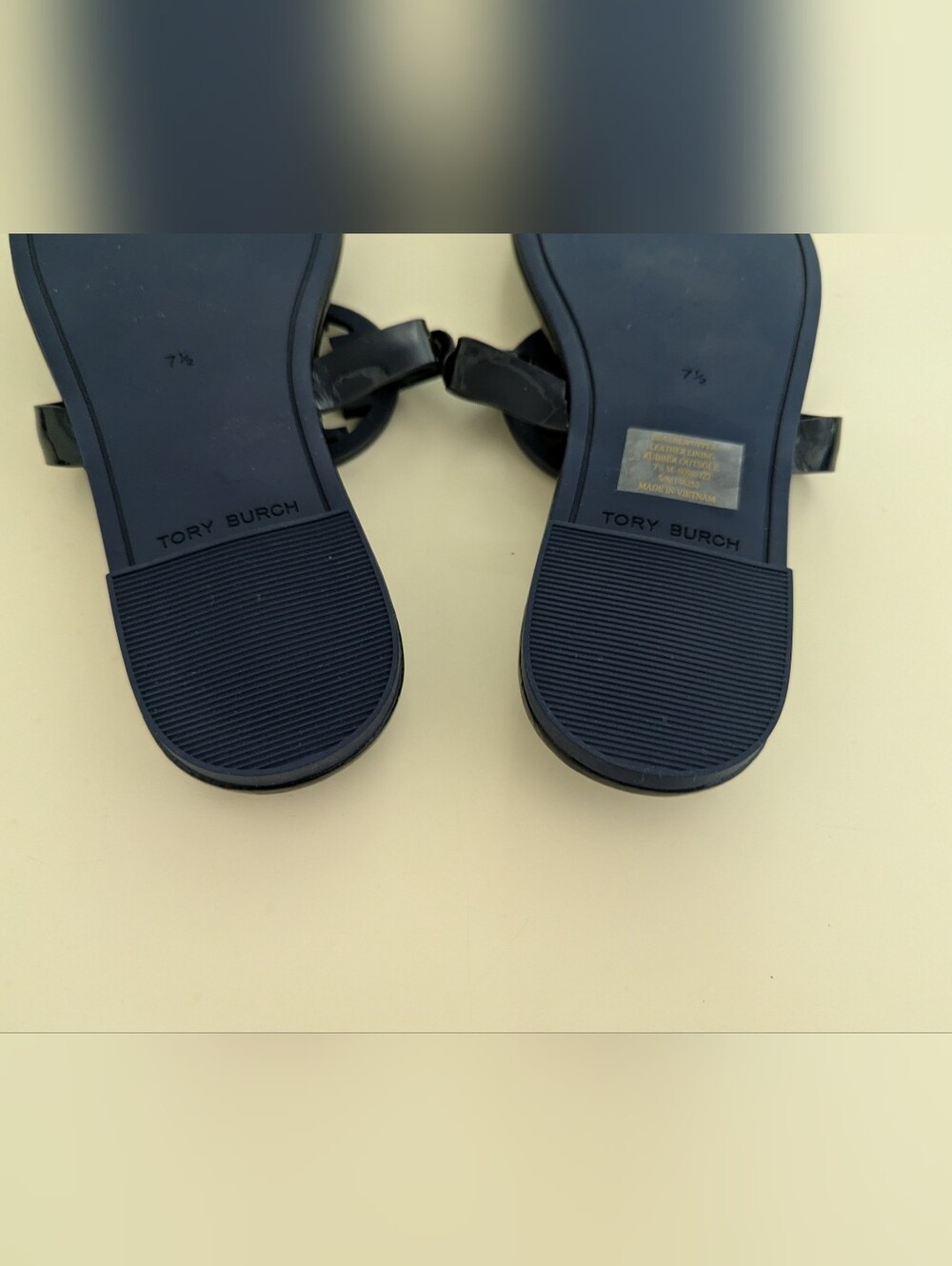 NWOT! Tory Burch Miller Sandal In Dark Blue Patent Leather Size 7.5 - Picture 13 of 15